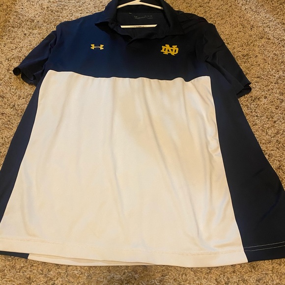 Under Armour Other - Under Armour Notre Dame Fighting Irish Polo Shirt Mens Large Blue HeatGear